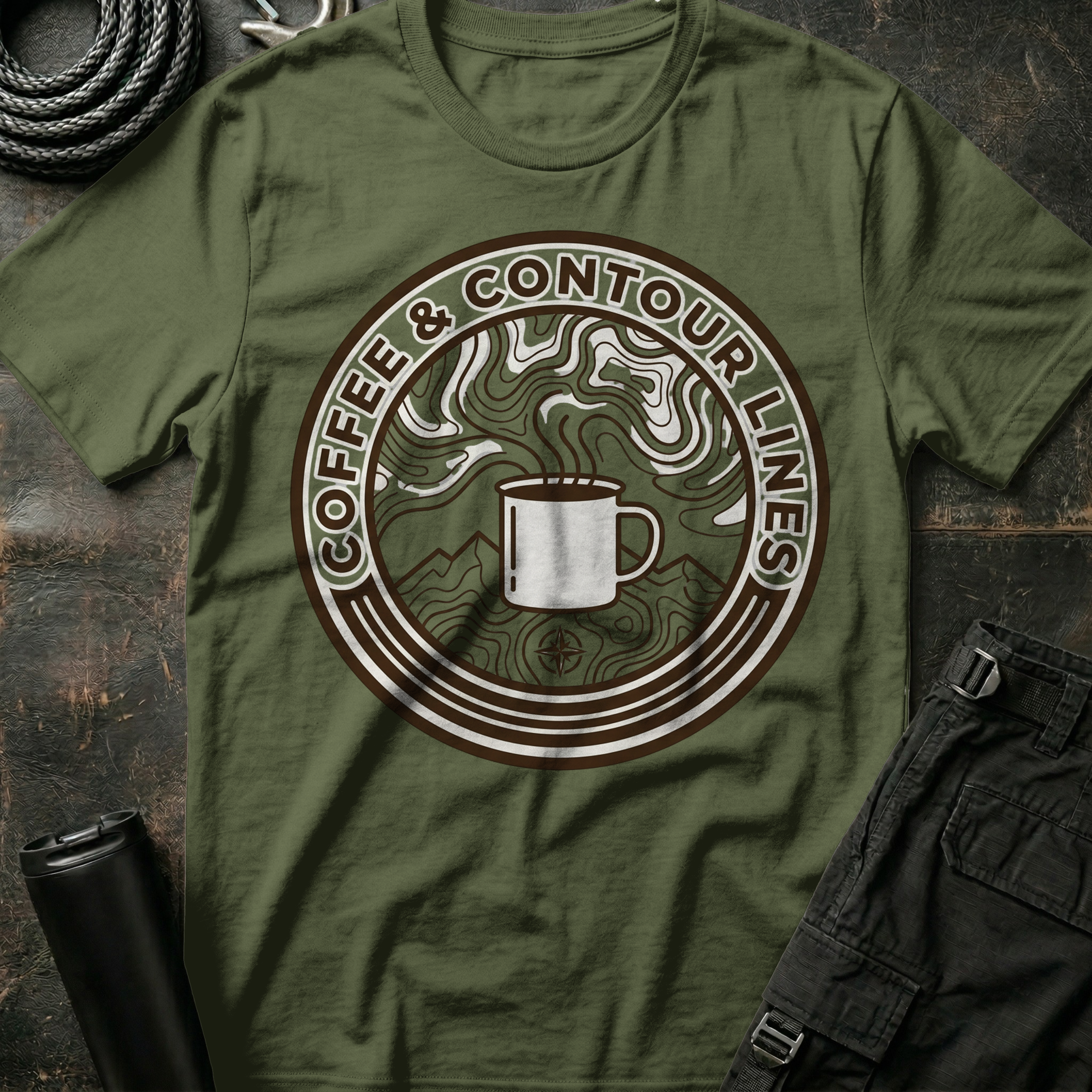 Coffee and Contour Lines T-Shirt